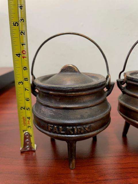 RARE - set of two vintage FALKIRK cast iron potjie pots