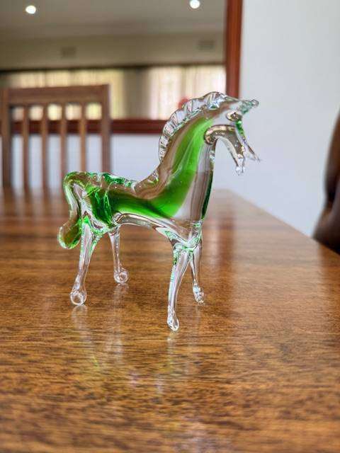 VINTAGE HANDBLOWN MURANO GLASS - GREEN HORSE