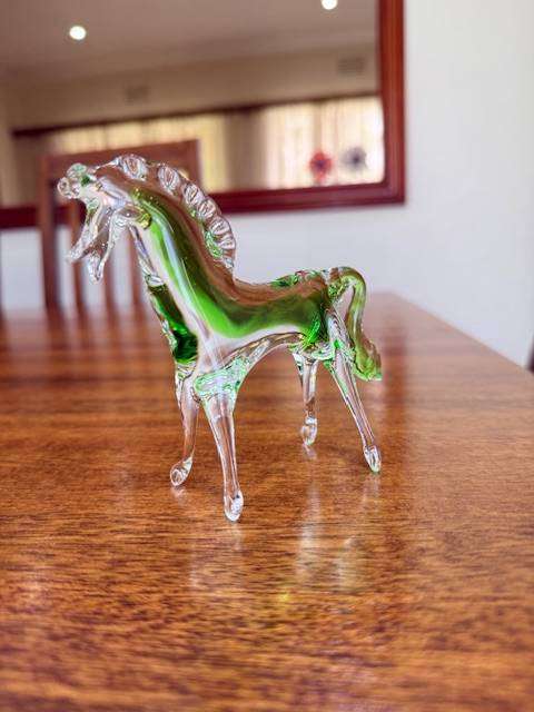 VINTAGE HANDBLOWN MURANO GLASS - GREEN HORSE