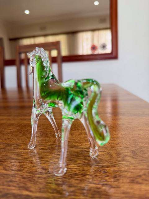 VINTAGE HANDBLOWN MURANO GLASS - GREEN HORSE