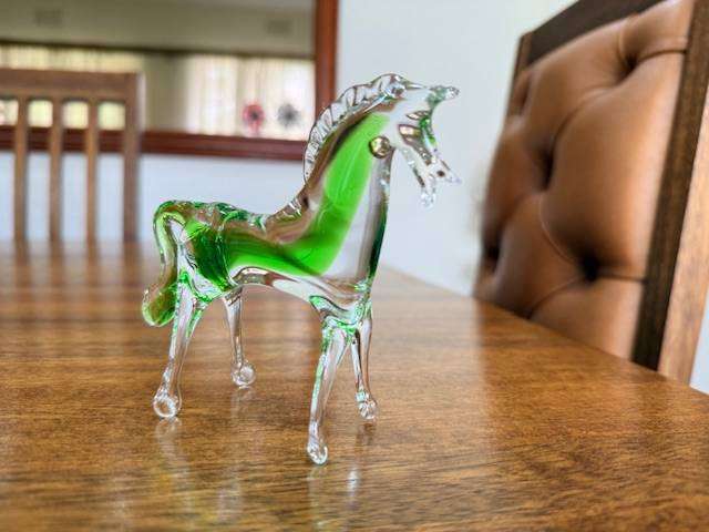VINTAGE HANDBLOWN MURANO GLASS - GREEN HORSE