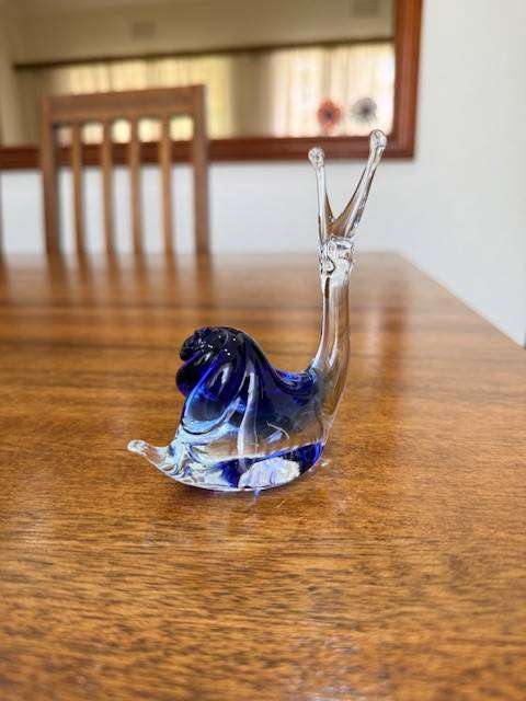 VINTAGE HANDBLOWN MURANO GLASS - BLUE SNAIL