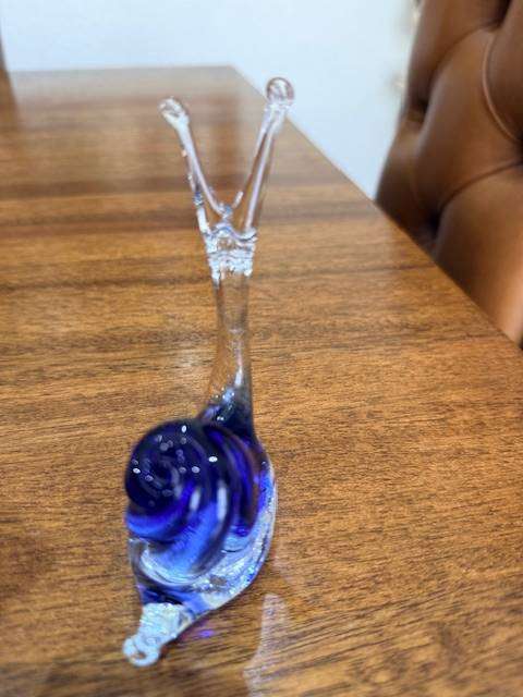 VINTAGE HANDBLOWN MURANO GLASS - BLUE SNAIL