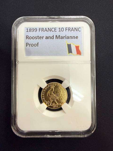 NOVELTY ITEM - 1899 French 10 Franc - REPLICA NOT REAL GOLD