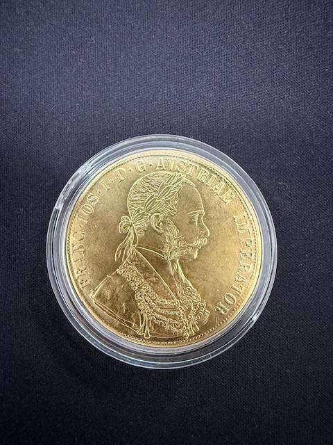 NOVELTY ITEM - 1915 Gold Plated Austrian 4 Ducat - REPLICA NOT REAL GOLD
