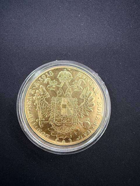 NOVELTY ITEM - 1915 Gold Plated Austrian 4 Ducat - REPLICA NOT REAL GOLD