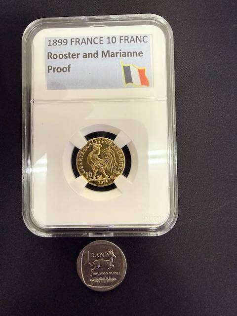 NOVELTY ITEM - 1899 French 10 Franc - REPLICA NOT REAL GOLD