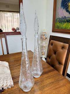 Tall "Made in Italy" Wine Glass Bottles/Decanters - 2 available