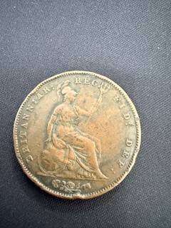 1858 United Kingdom 1 Penny - Victoria "young head"