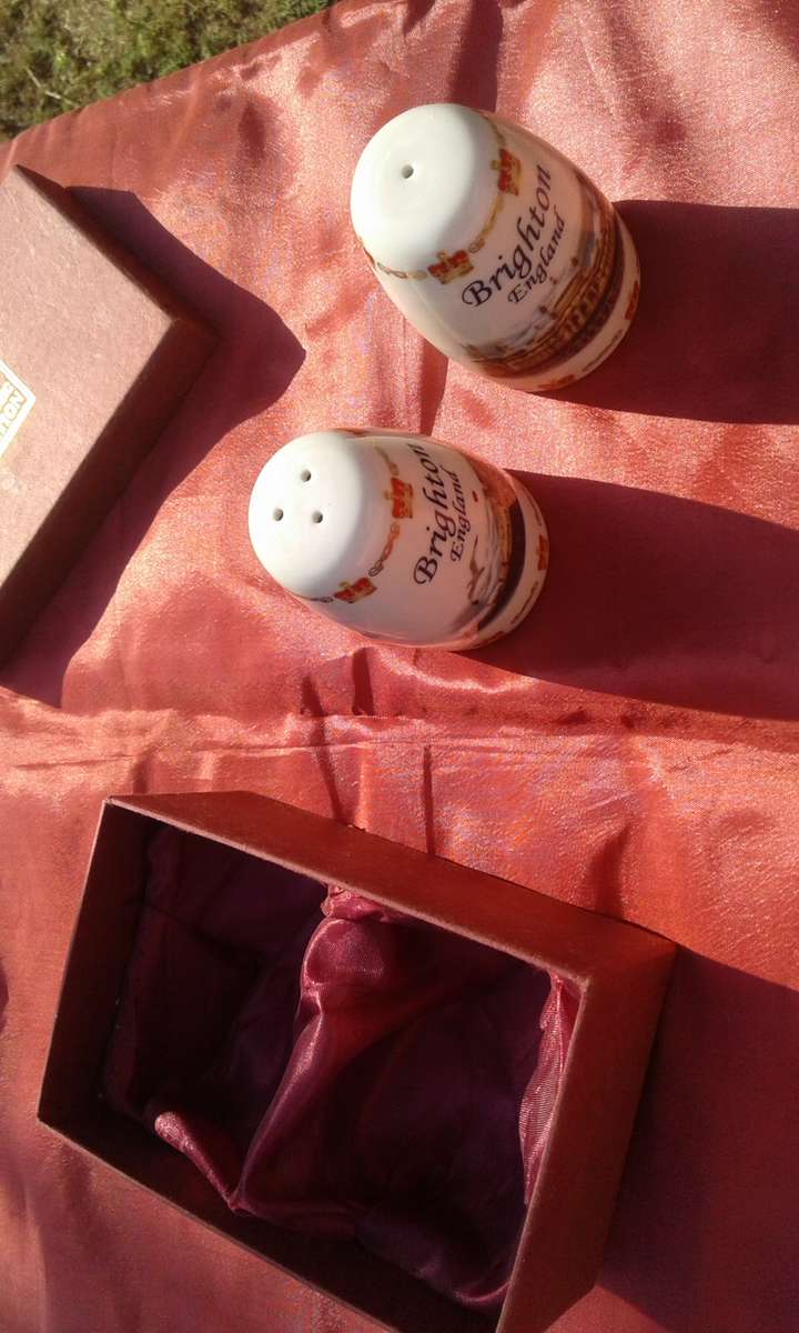 Salt and pepper set.  Brighton, England.  Excellent condition.
