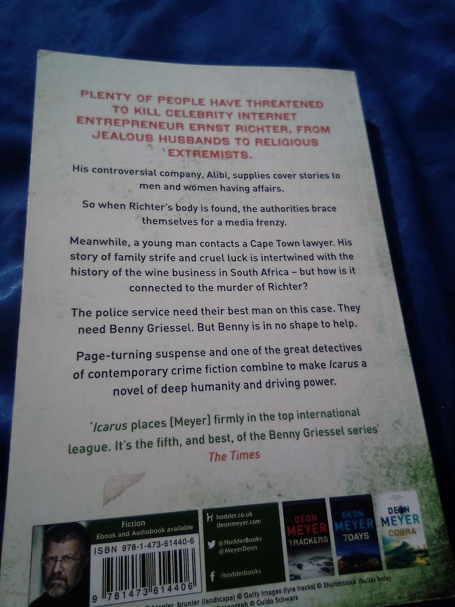 "Icarus"  Deon Meyer.  Soft cover.