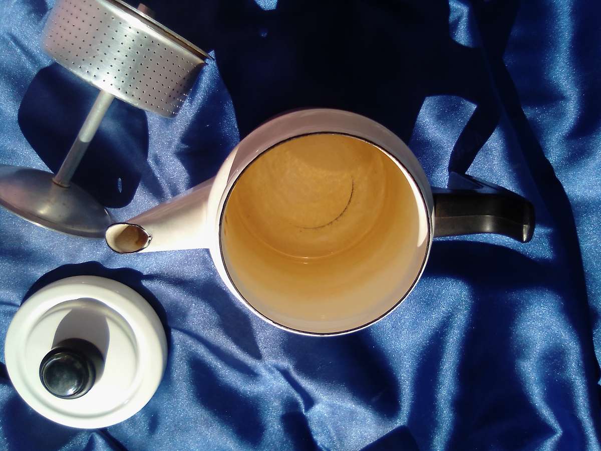 Enamel 2 cup, stove top, coffee perculator.
