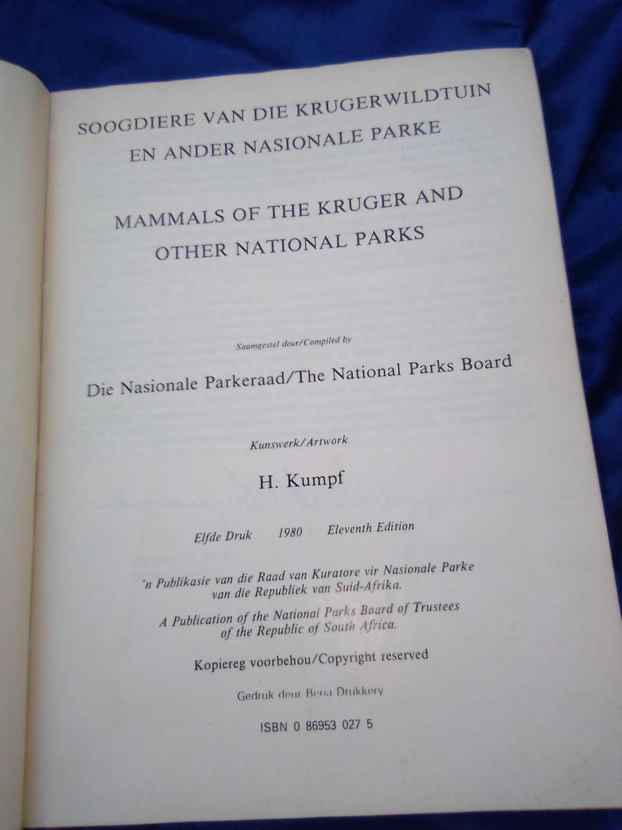 Soogdiere/Mammals  Eleventh edition.  1980.  Soft cover.