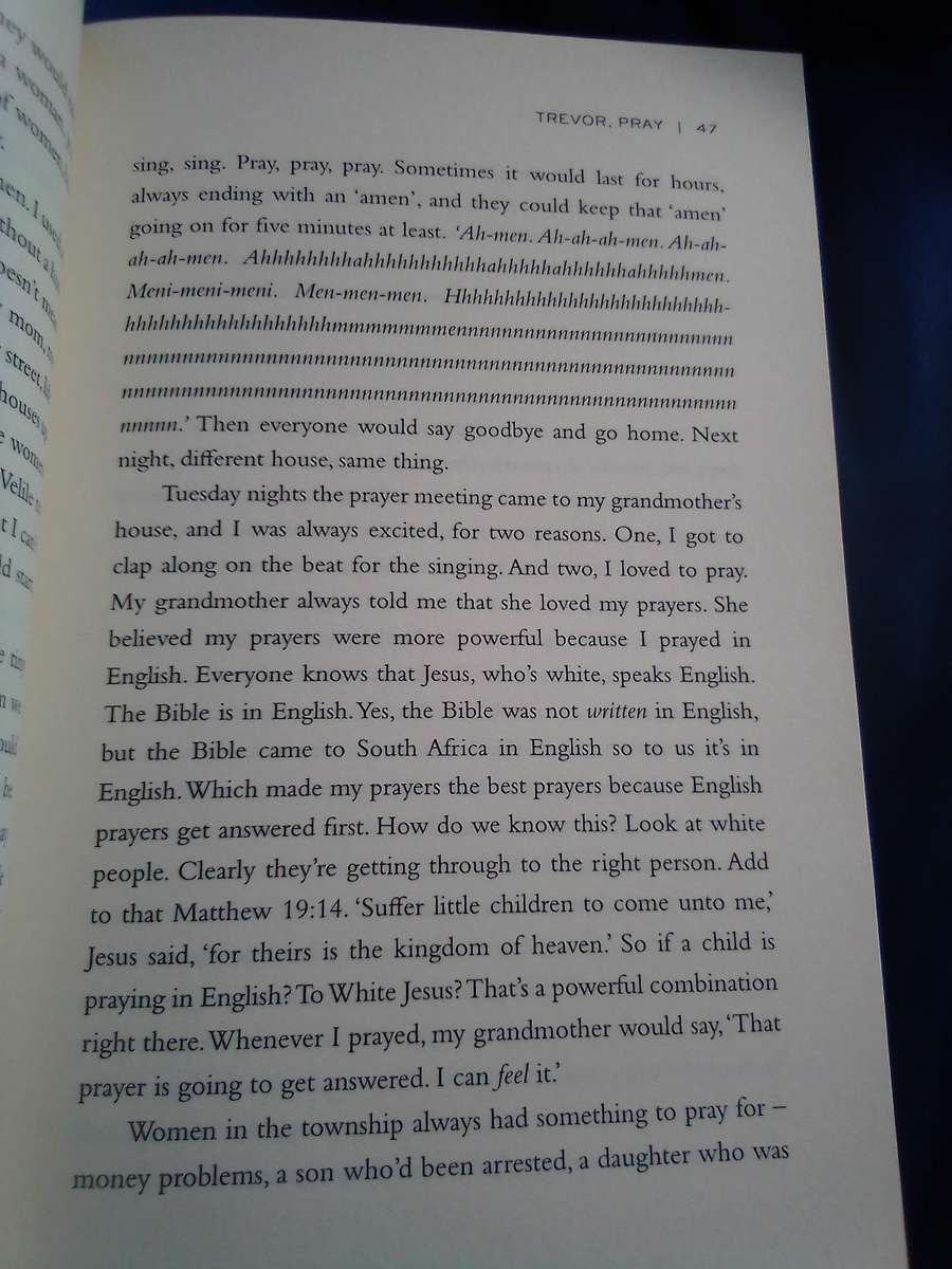 "Born a Crime`  Trevor Noah.  Soft cover.