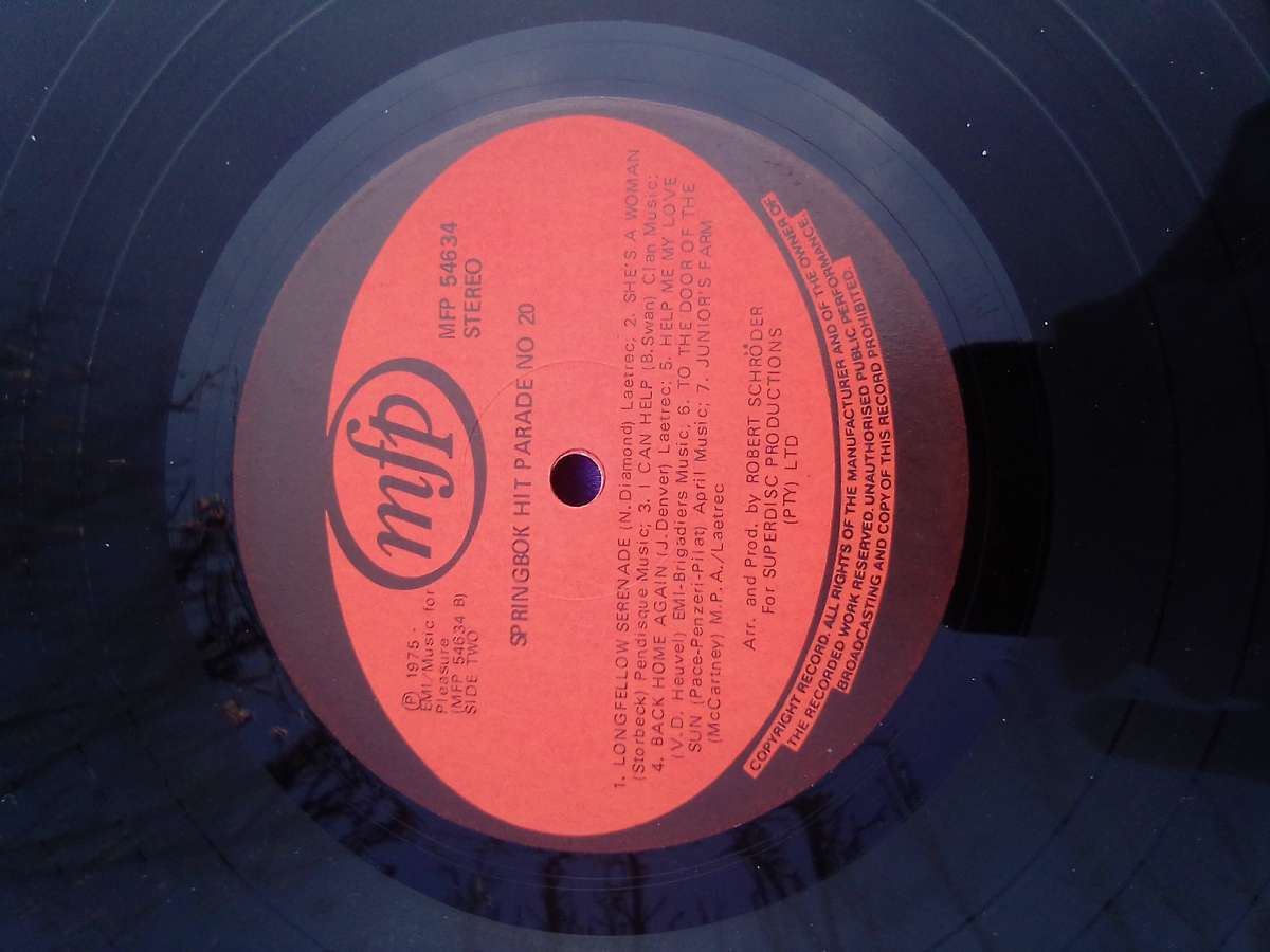 L.P. Springbok Hit Parade 20.  Cover: Very good.  L.P. Very good.