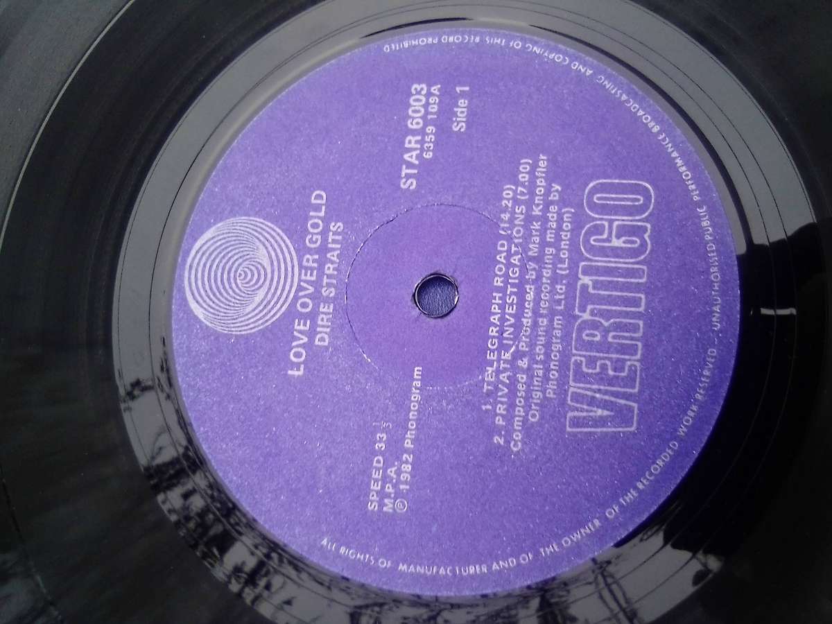 L.P. Vinyl Record..  Dire Straits.  Love Over Gold. VG  VG