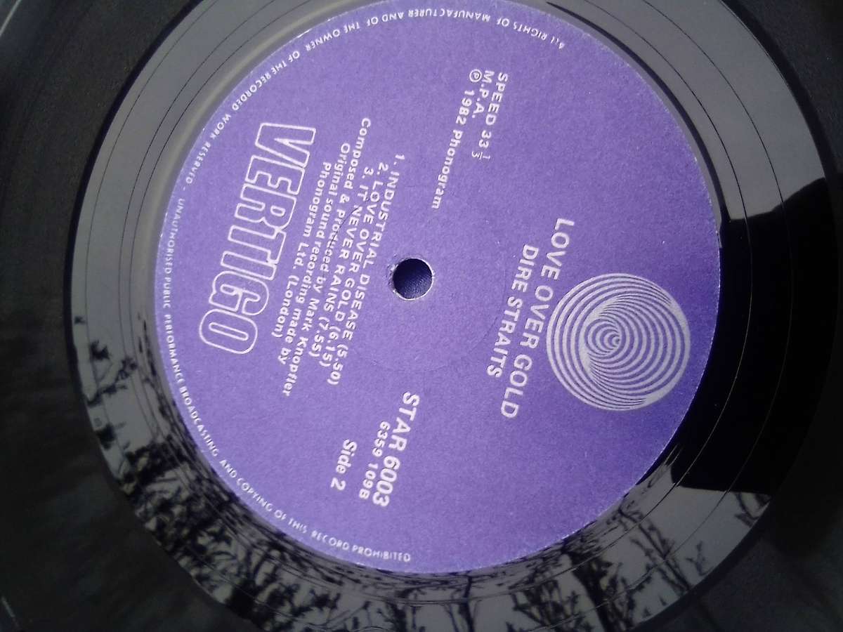 L.P. Vinyl Record..  Dire Straits.  Love Over Gold. VG  VG