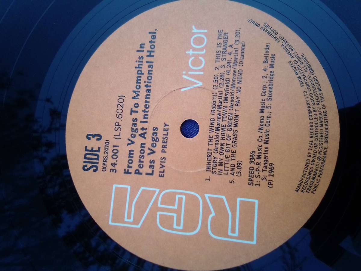 L.P. Vinyl Record. Elvis in Person at the International Hotel. Back in Memphis.  Double L P.  VG+ VG