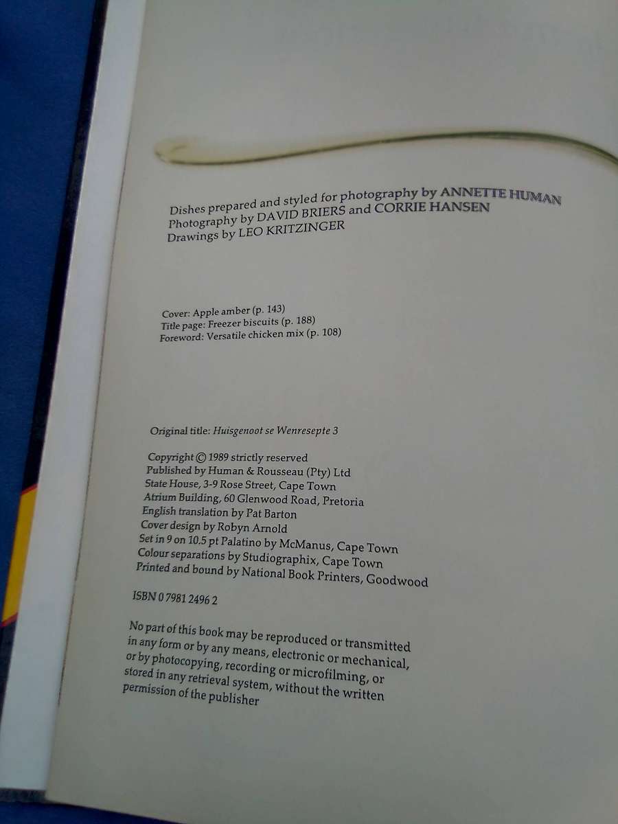 "Winning Recipes 3" Annette Human.  Hard cover.