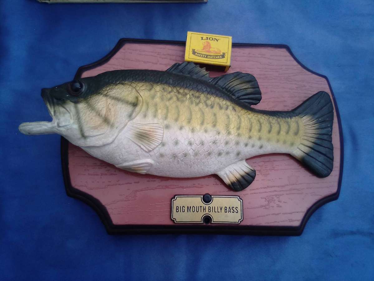 Big Mouth Billy Bass.  Working. Sings: "Don't worry, be happy"