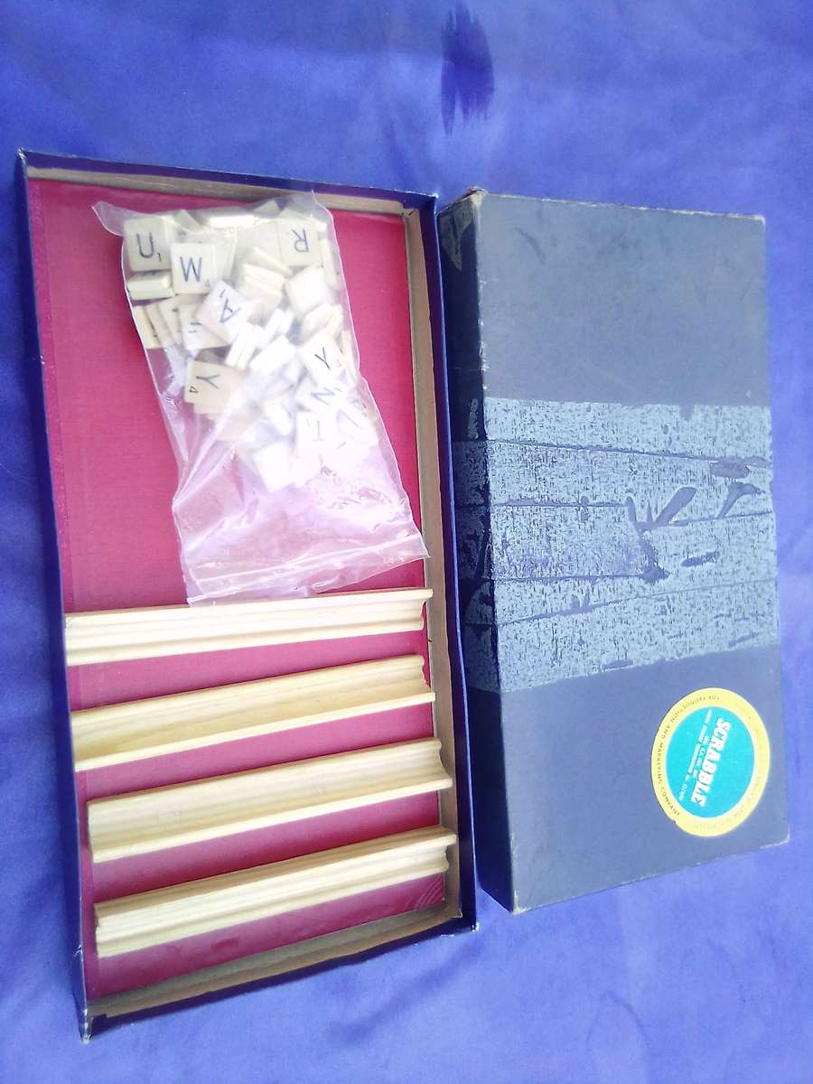 Retro Scrabble game.  Complete.  Wooden racks.