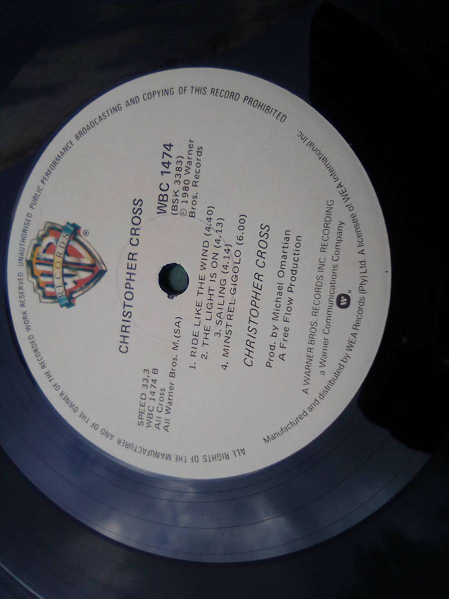 L.P. Christopher Cross.  Cover: Very good.  L.P. Very good.