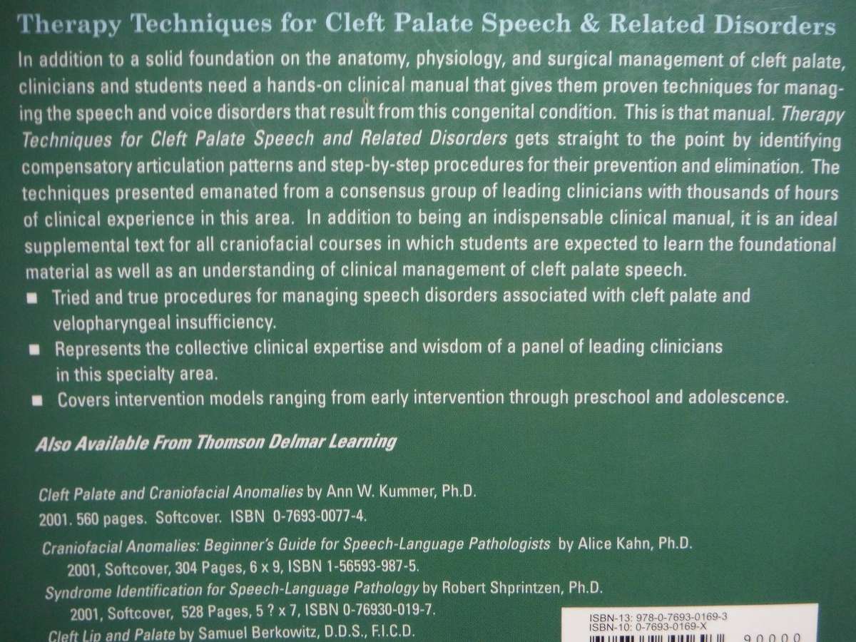 Therapy Techniques for Cleft Palate Speech & Related Disorders- Paperback - Karen J. Golding-Kushner