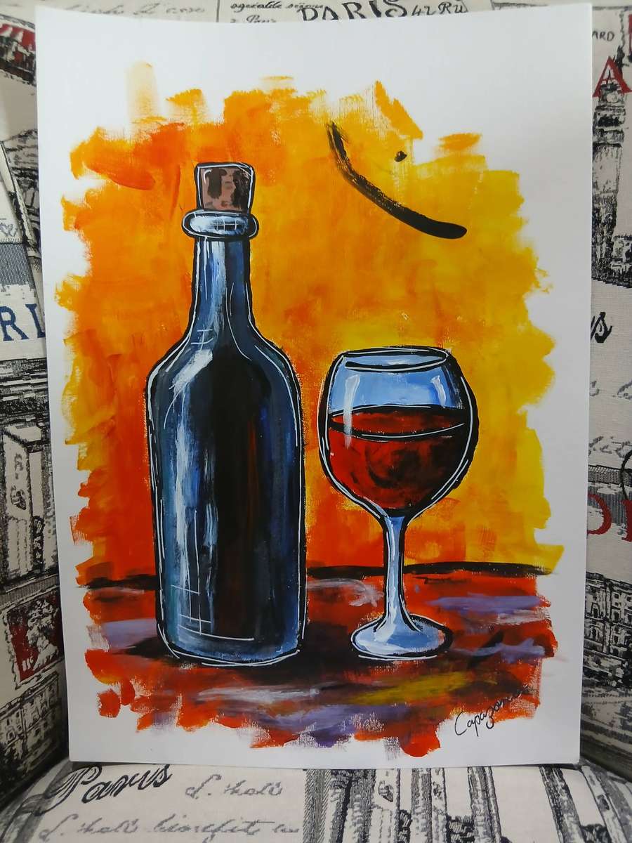 A3 Acrylic Painting Original Art - UB Red Red Wine - CAPAZORIO STUDIO emerging SA Artist