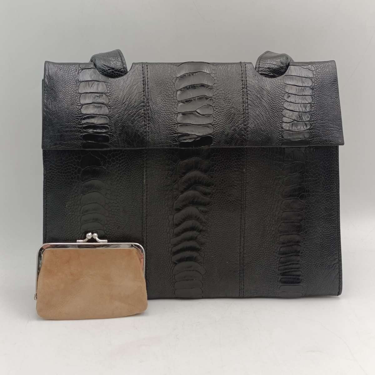 Cape cobra vintage leather craft of distinction Cape Town crocodile black leather handbag + purse