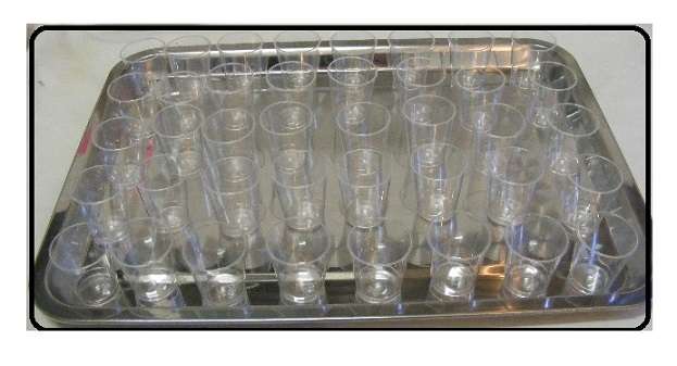 Stainless Steel Patterned Rectangular Communion Tray with 40 plastic Cups