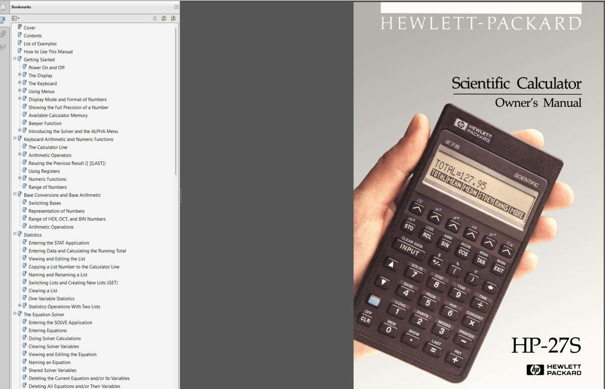 Vintage HP 27S Calculator 1987