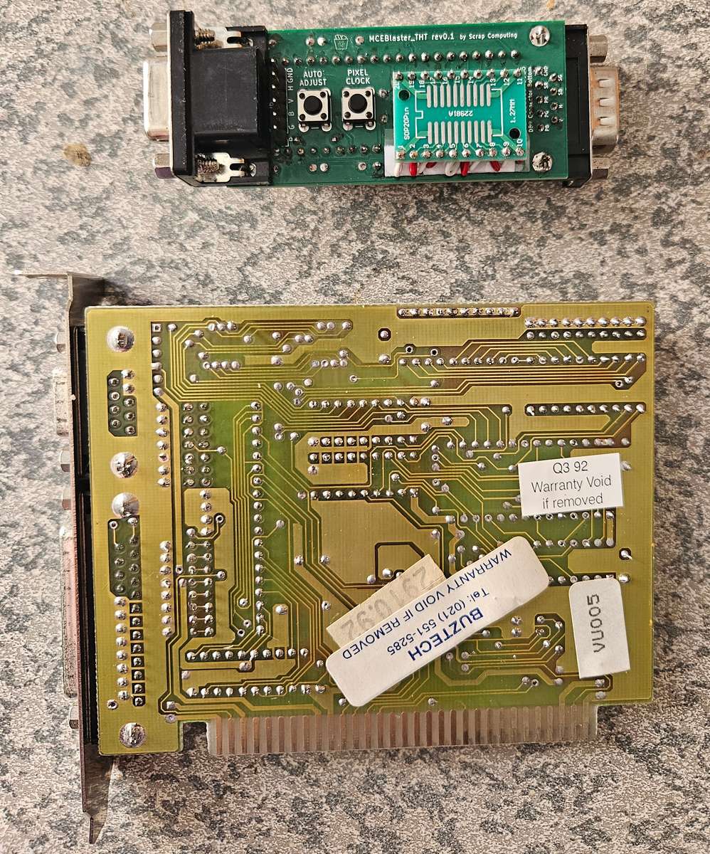 HMC  6311 8 bit ISA CGA/HERC Graphics card. (1992) & CGA/Herc to VGA converter