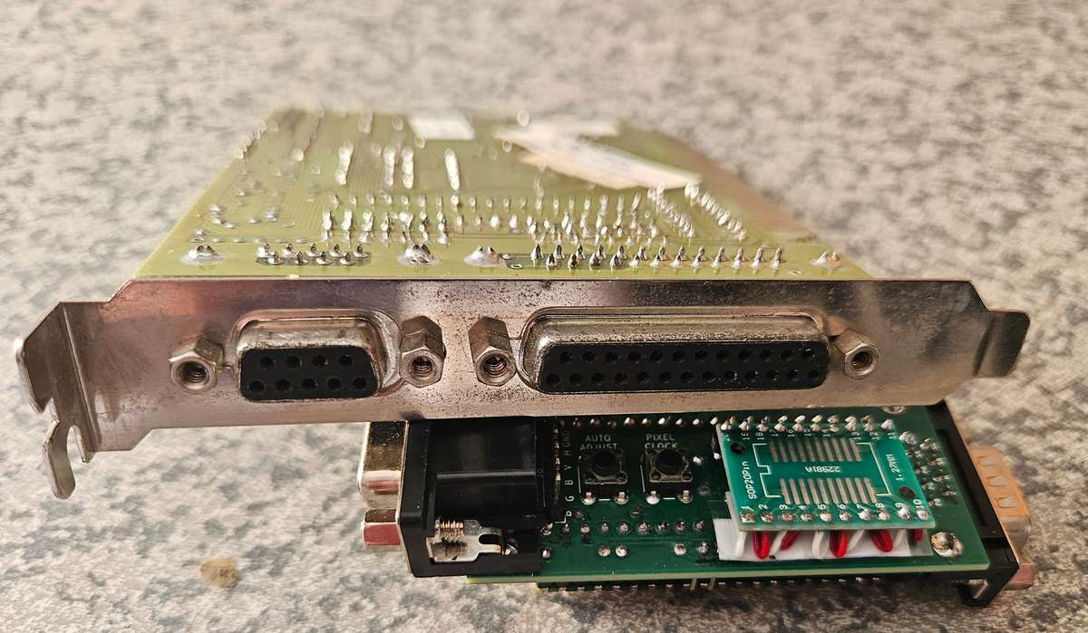 HMC  6311 8 bit ISA CGA/HERC Graphics card. (1992) & CGA/Herc to VGA converter