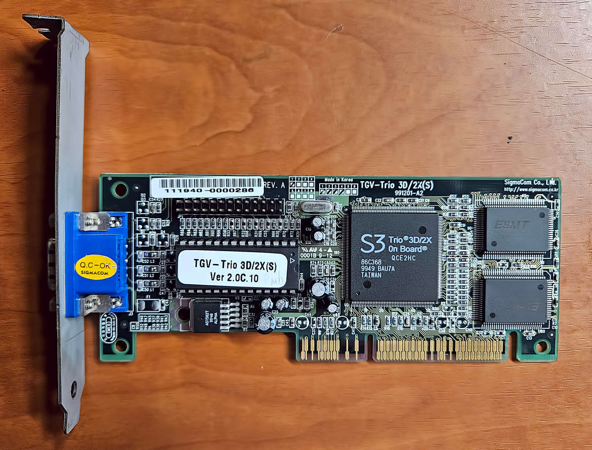 Sigmacom (Korea) S3 Trio 3D/2X 8Mb AGP x2 graphics card (1999)