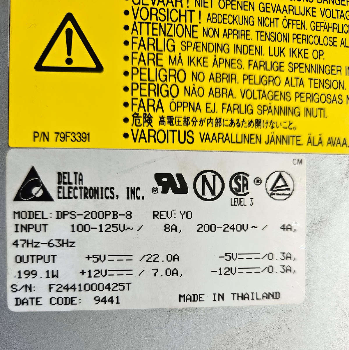 AT power supply 200W (1994) Final listing.