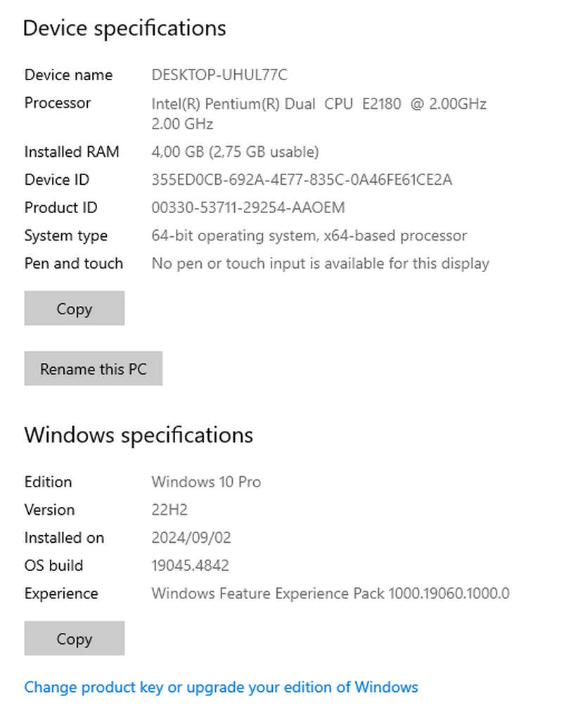 HP Desktop PC - Dualcore CPU-4Gb-2Tb-GT8400
