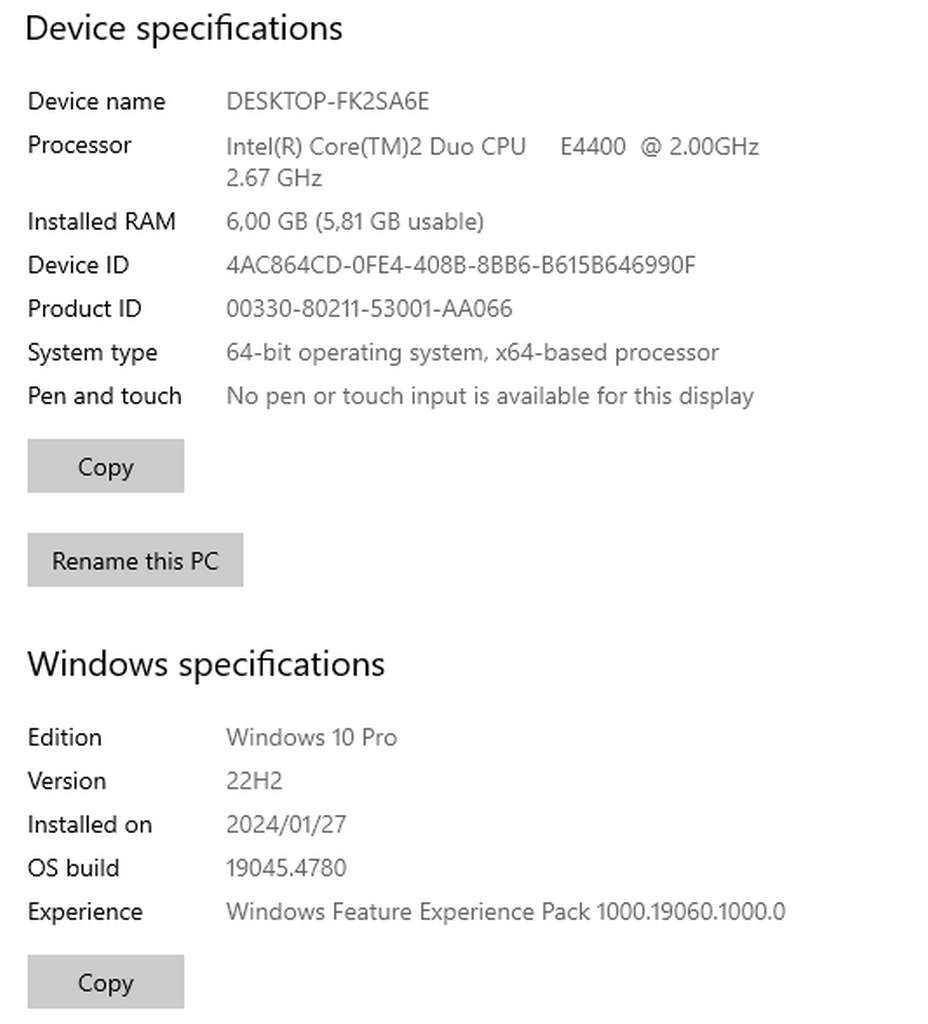 Lenovo ThinkCentre Desktop PC. Dualcore-6Gb-250Gb-Win10