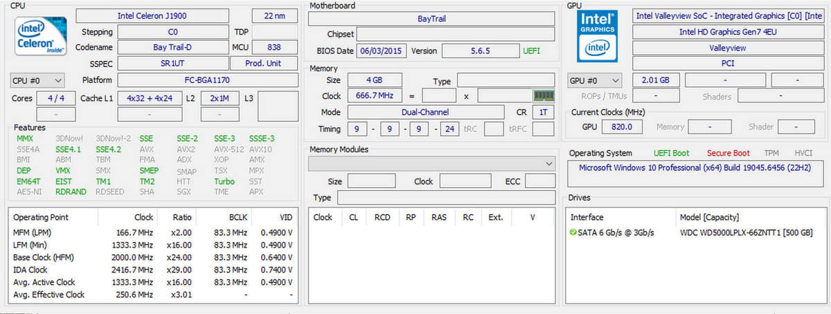 Giada Windows 10 Mini Desktop PC.  Quad Core . 4Gb, 500Gb