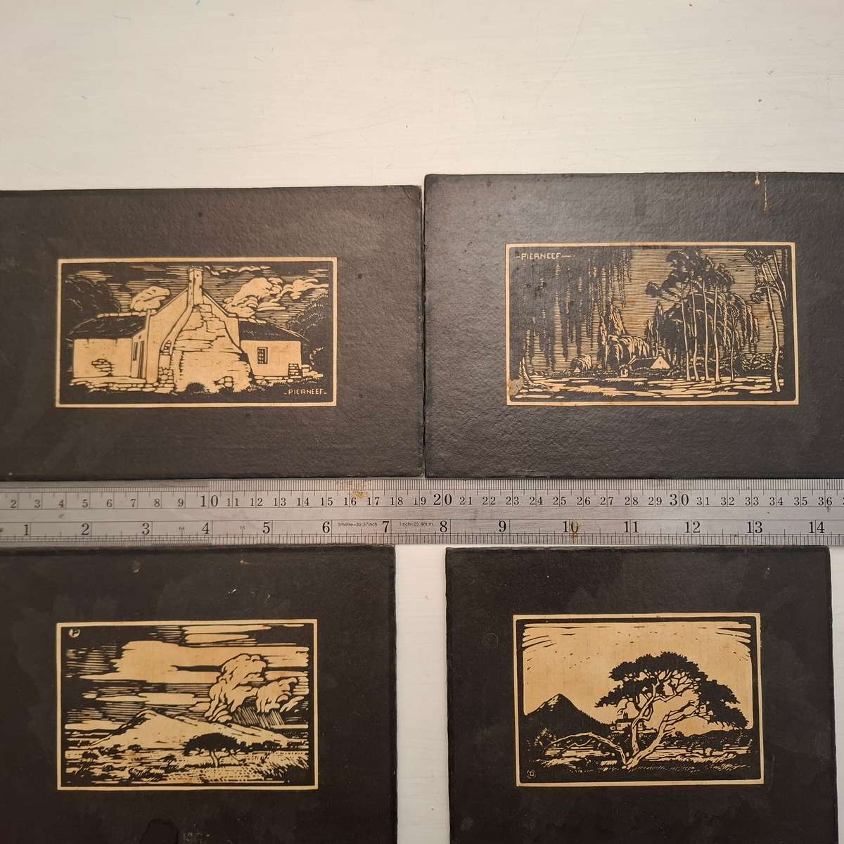 Pierneef - 5 Prints, mounted on board