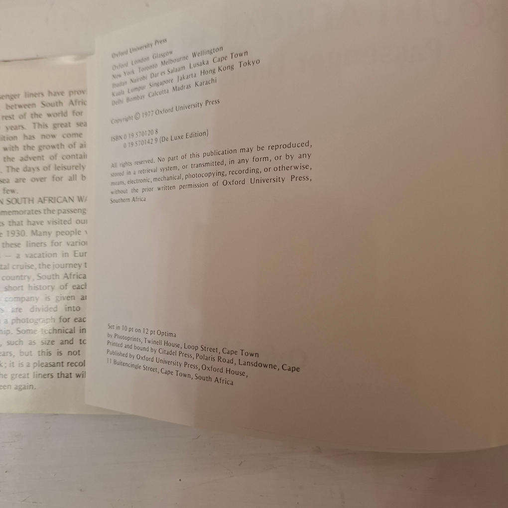 In South African Waters. Passenger Liners Since 1930