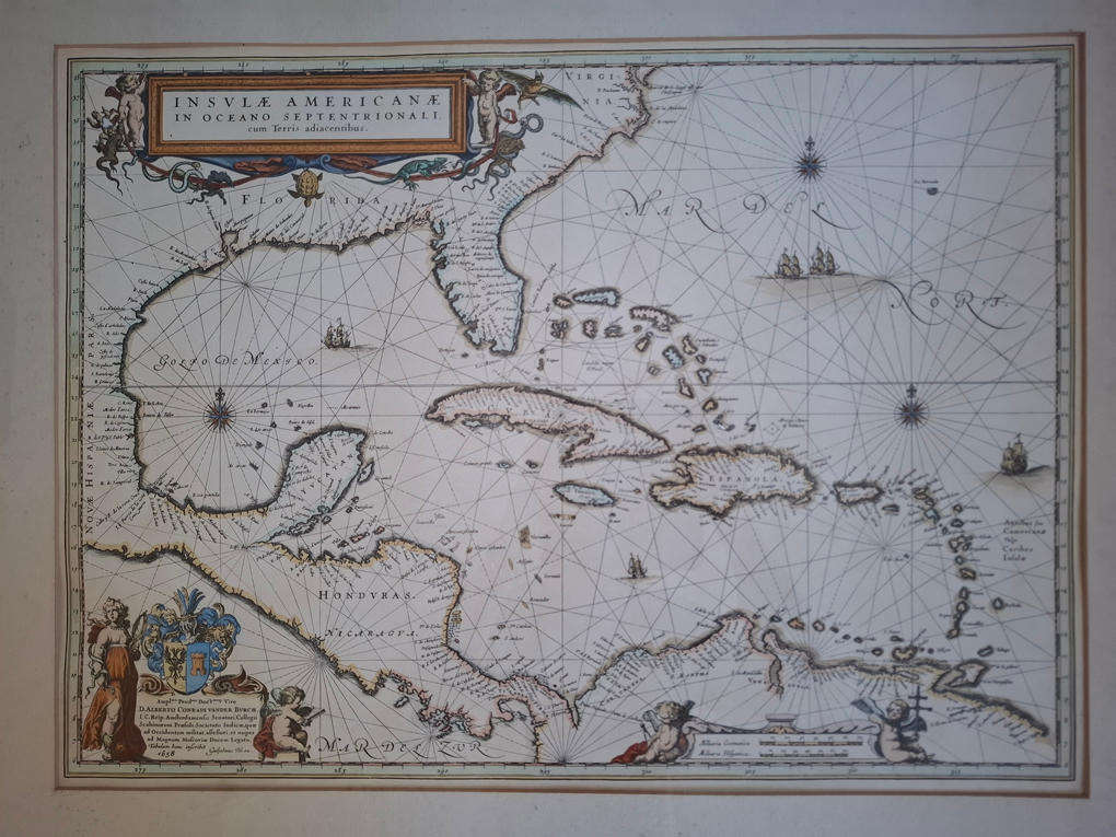 Insulae Americanae in Oceano Septentrionali, cum Terris Adiacentibus: Map of the West Indies Blaeu