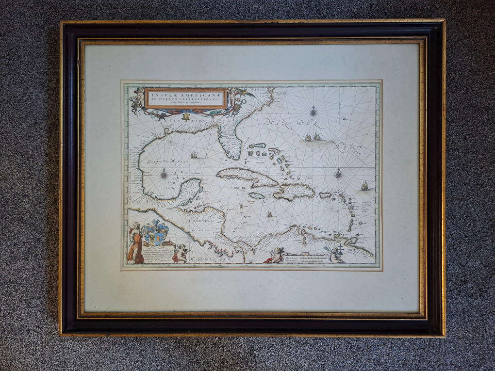 Insulae Americanae in Oceano Septentrionali, cum Terris Adiacentibus: Map of the West Indies Blaeu