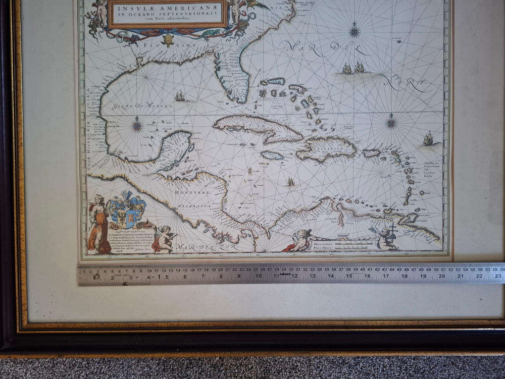 Insulae Americanae in Oceano Septentrionali, cum Terris Adiacentibus: Map of the West Indies Blaeu