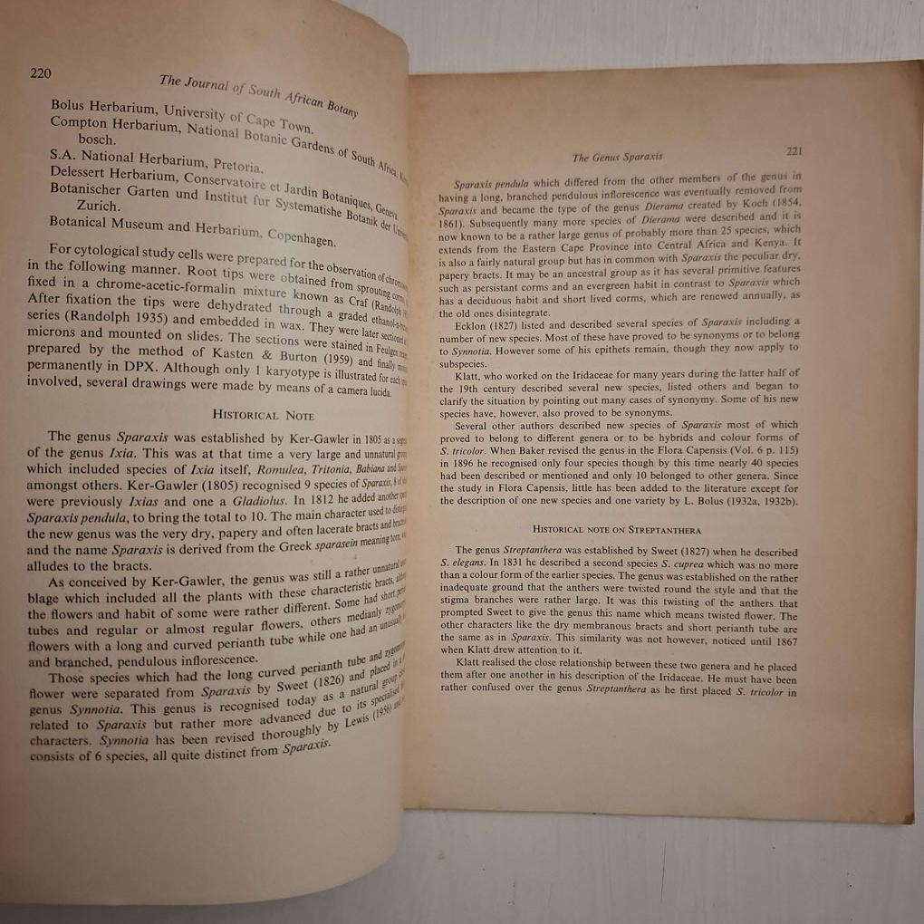 The genus Sparaxis. Journal of South African Botany 35: 219252 (Peter Goldblatt)