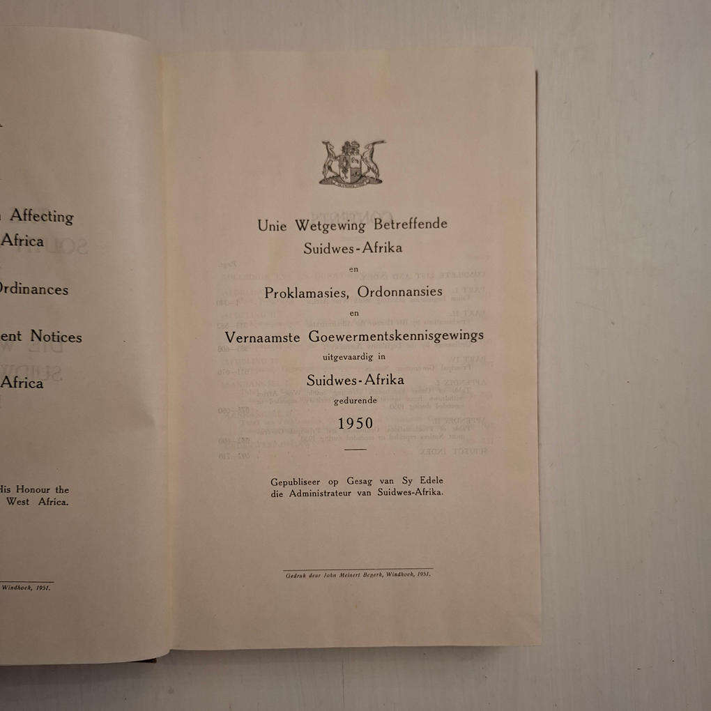 The Laws of South West Africa 1950 / Die Wette van Suidwes-Afrika 1950