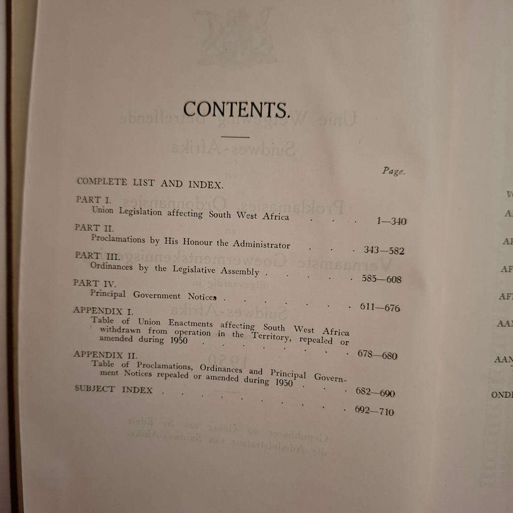 The Laws of South West Africa 1950 / Die Wette van Suidwes-Afrika 1950