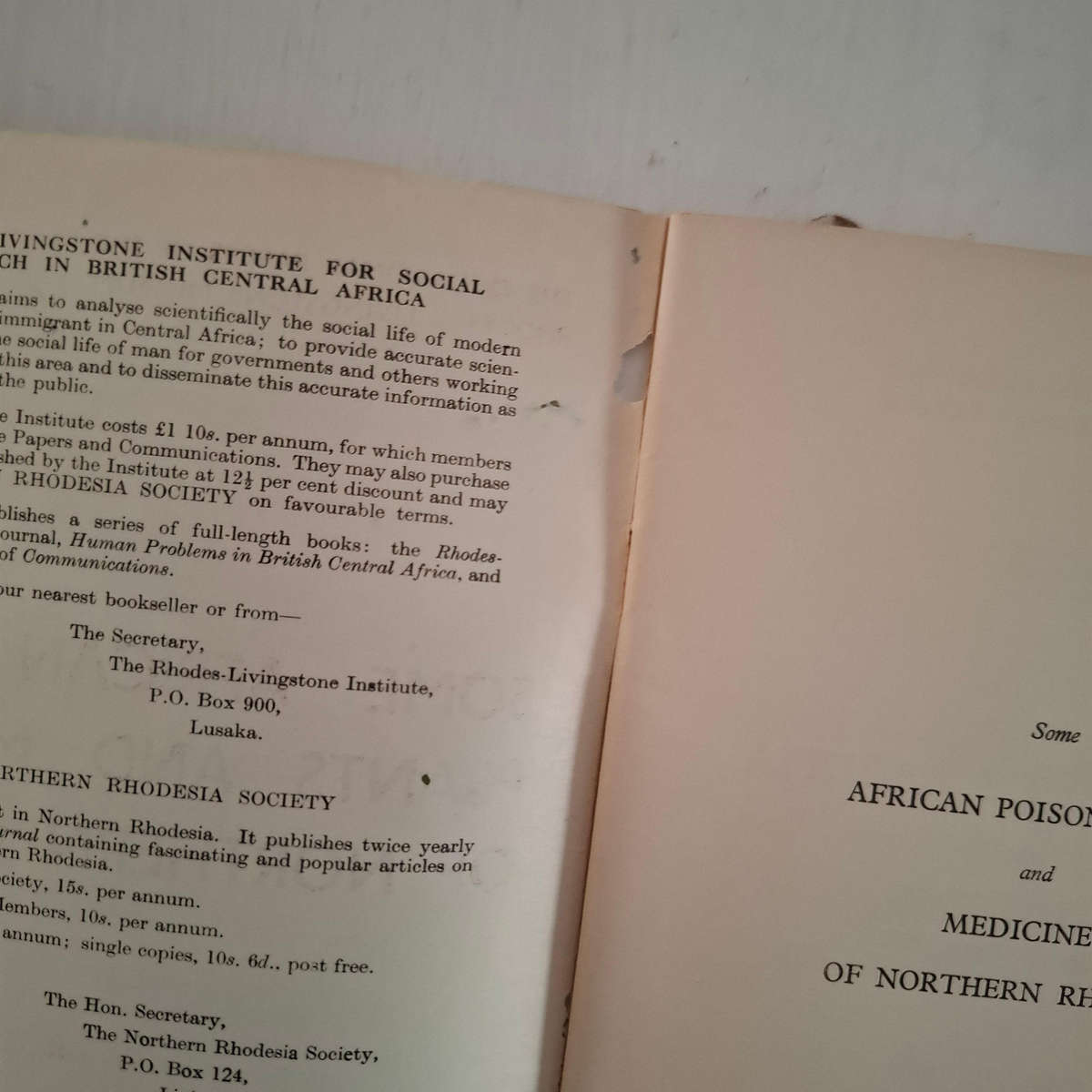 Some African Poison Plants and Medicines of Northern Rhodesia. The Occasional Papers of the Rhodes-L