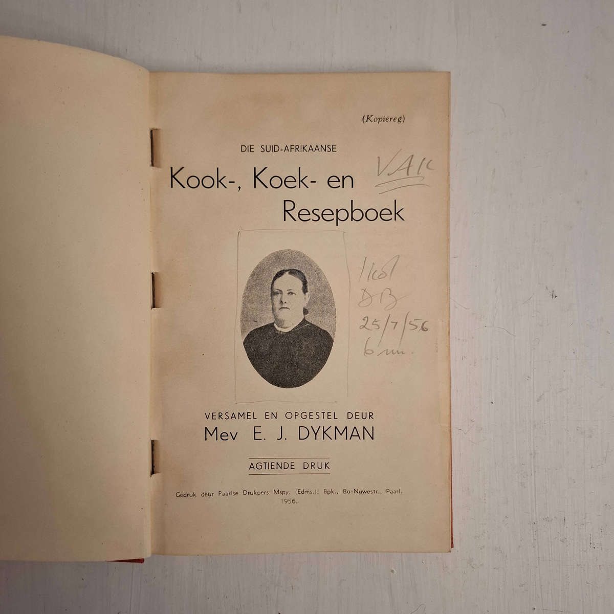 Dykman se Kook-, Koek-, en Resepboek  18de uitgawe 1956