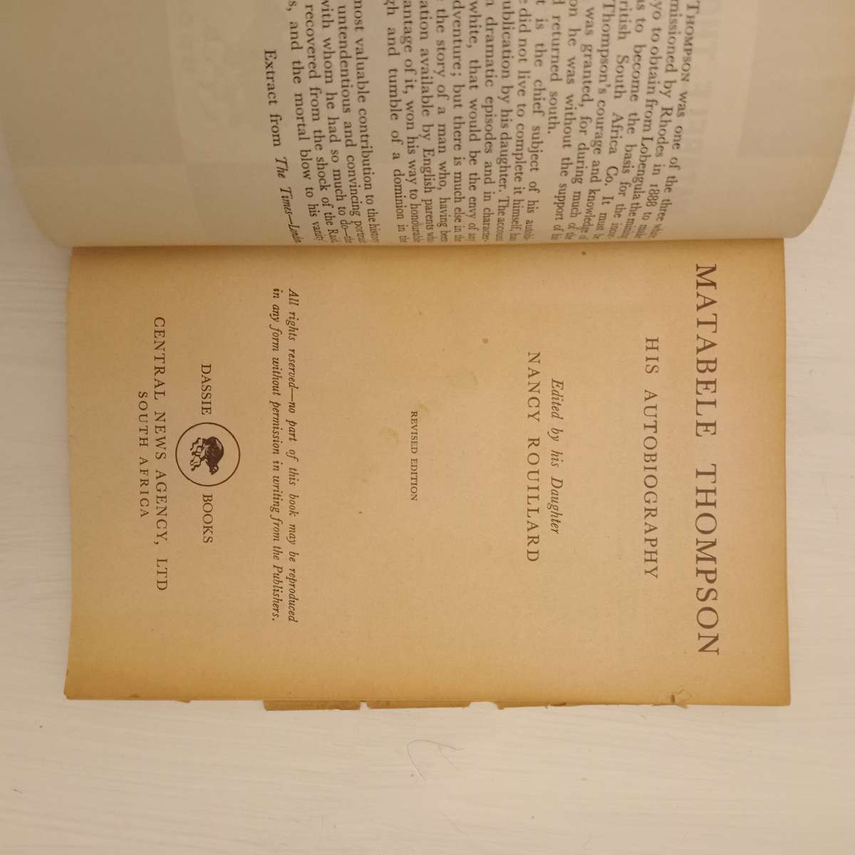 CLEARANCE! Matabele Thompson, His autobiography and story of Rhodesia - Nancy Rouillard