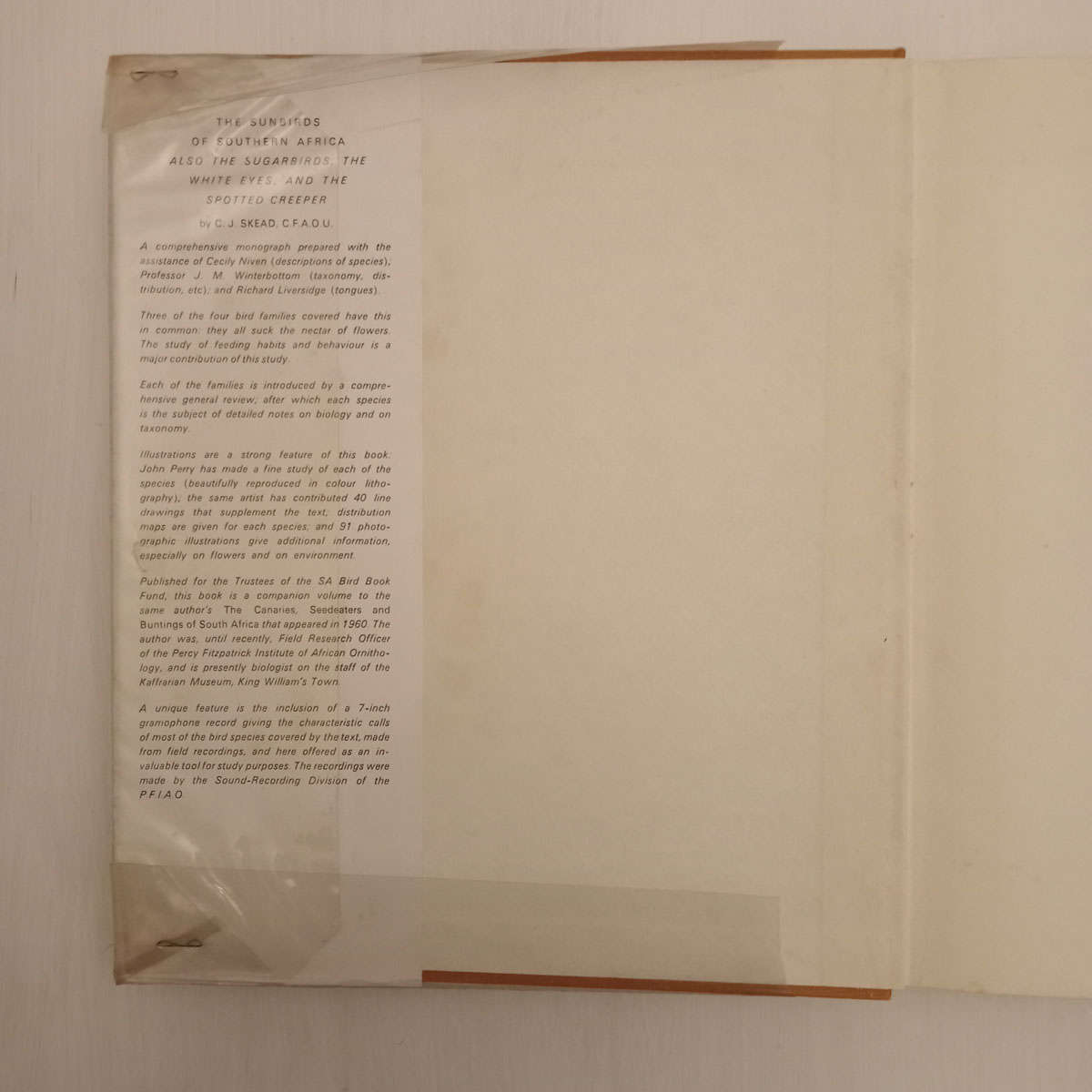 Sunbirds of Southern Africa: Also Sugarbirds, White-Eyes, and the Spotted Creeper (C.J. Skead)